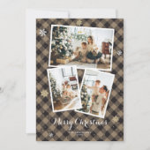 バッファロー素朴プレイド写真コラージメリークリスマス シーズンカード (正面)