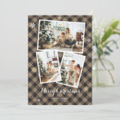 バッファロー素朴プレイド写真コラージメリークリスマス シーズンカード (スタンド正面)