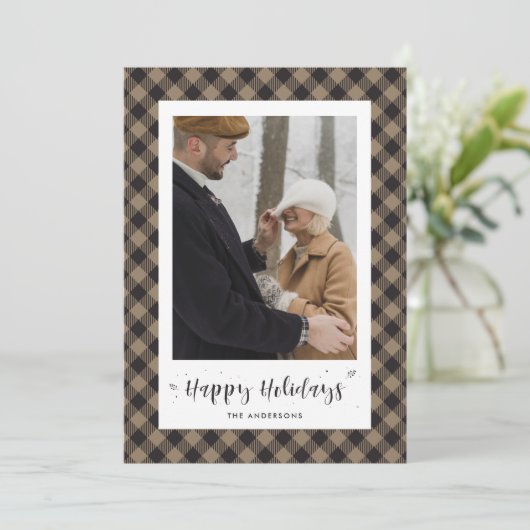バッファロー素朴プレイド写真ホリデーカード シーズンカード (スタンド正面)