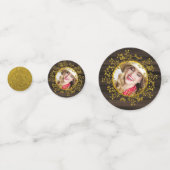 バッファロー素朴プレイド写真金ゴールド赤モノグラム コンフェッティ (裏面)