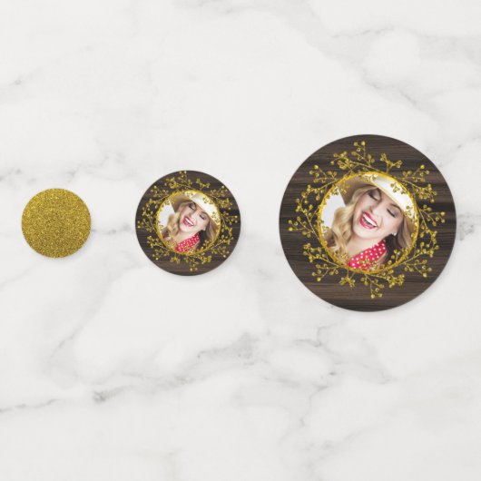 バッファロー素朴プレイド写真金ゴールド赤モノグラム コンフェッティ (裏面)