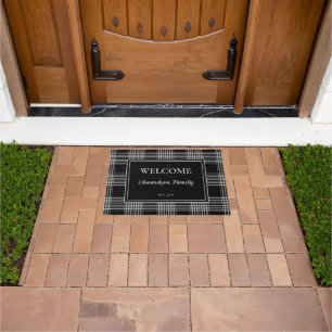 バッファロー素朴プレイド歓迎モノグラム設立 ドアマット