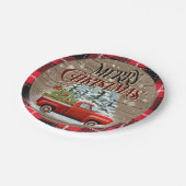 バッファロー素朴プレイド赤ピックアップトラック ペーパープレート (アングル)