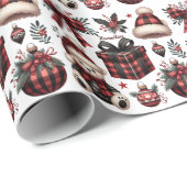 バッファロー素朴プレイドRe & Black Christmas Decor ラッピングペーパー (ロールコーナー)