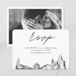バッファロー結婚のミニマルなスケッチRSVP エンクロージャーカード