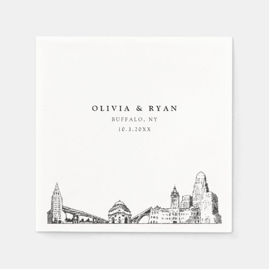 バッファロー結婚のミニマル紙 スタンダードカクテルナプキン (正面)