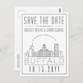 バッファロー結婚ズ |スタイル設定されたスカイライン日付を保存 ポストカード (正面/裏面)
