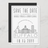 バッファロー結婚ズ |スタイル設定されたスカイライン日付を保存 招待状 (正面/裏面)