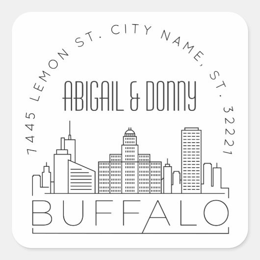 バッファロー結婚ズ |事前にアドレス指定された封筒用シール スクエアシール (正面)