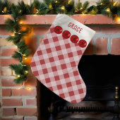 バッファロー赤と白プレイドクリスマスストッキング スモールクリスマスストッキング