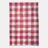 バッファロー赤と白プレイド キッチンタオル (縦)