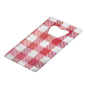 バッファロー赤と白プレイド クレジットカード栓抜き (正面アングル)