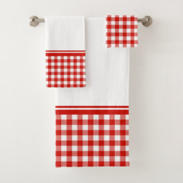 バッファロー赤と白プレイド バスタオルセット