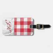 バッファロー赤と白プレイド ラゲッジタグ (正面横)