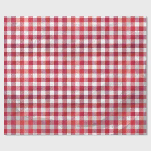 バッファロー赤と白プレイド ラッピングペーパー (フラット)