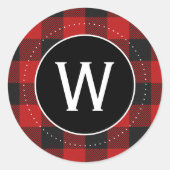 バッファロー赤と黒のプレイドモノグラム ラウンドシール (正面)