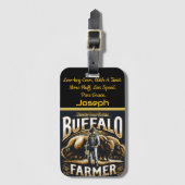 バッファロー農家はバイソンと誇り高く立威厳のあるつ ラゲッジタグ (正面縦)
