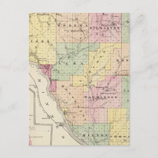 バッファロー郡アルマの地図 ポストカード (正面)