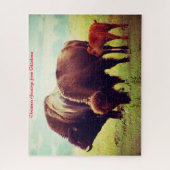 バッファロー&カーフOklahoma.クリスマスグリーティング ジグソーパズル (縦)