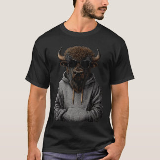 バッファロー サングラス サファリ 動物 おもしろ Tシャツ
