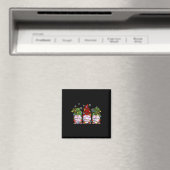 バッファロー・チェックの赤いクリスマスのノーム3人 マグネット (インサイチュ (食洗機))