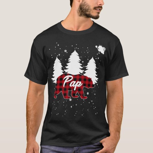 バッファロー・チェック柄のパパベア・クリスマスツリー柄パジャマ・家族 Tシャツ (正面)