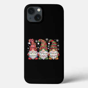 バッファロー・チェック柄の赤いクリスマスのノーム3人 iPhone 13ケース