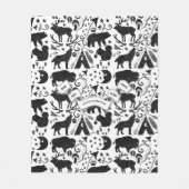 バッファロー、テペ、弓と矢、羽根ハッチェ フリースブランケット (正面)