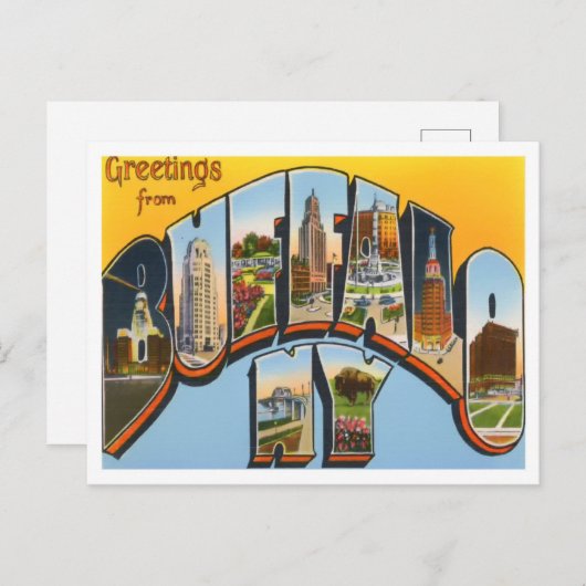 バッファロー，ニューヨークヴィンテージビッグ・レターポストカード ポストカード (正面/裏面)