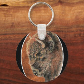 バッファロー、バイソン、トラック水彩動物 キーホルダー (正面)