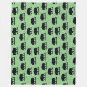 バッファロー ビソン シルエット 草原 パターン フリースブランケット (正面)