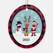 バッファロー・プレおもしろいイド・チェック・サンタ・マスク セラミックオーナメント (左)