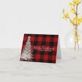 バッファロー・プレイドと白いクリスマスツリーカード カード (黄色い花)