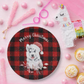 バッファロー・プレイドのクリスマスハスキー ペーパープレート (パーティー)