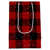 バッファロー・プレイドのクリスマスベア ミディアムペーパーバッグ (裏面)