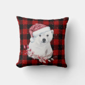 バッファロー・プレイドのクリスマスポーラーベア クッション (正面)