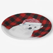 バッファロー・プレイドのクリスマスポーラーベア ペーパープレート (アングル)