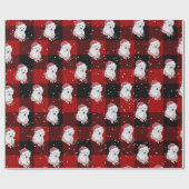 バッファロー・プレイドのクリスマスポーラーベア ラッピングペーパー (フラット)