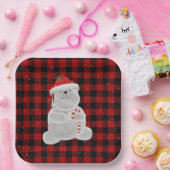 バッファロー・プレイドのホッキョクグマ ペーパープレート (パーティー)