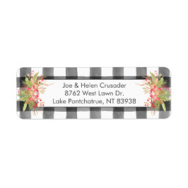 バッファロー・プレイド付きクリスマス差出人住所ラベル ラベル
