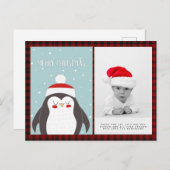 バッファロー・プレイド写真クリスマス新年の民俗ペンギン ポストカード (正面/裏面)