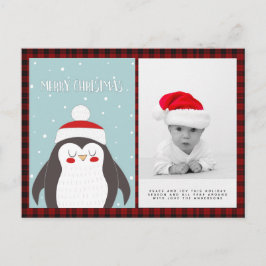 バッファロー・プレイド写真クリスマス新年の民俗ペンギン ポストカード