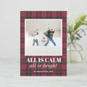 バッファロー・プレイド「すべて落ち着いた」写真おもしろいクリスマス シーズンカード (スタンド正面)