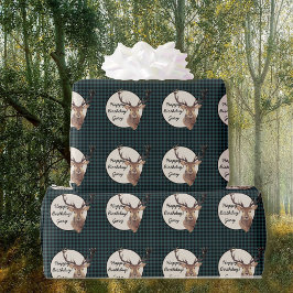 バッファロー・プレイド・アウトドアスマンの男性のパーソナライズ名 ラッピングペーパー