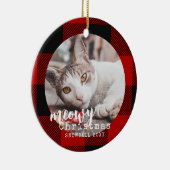 バッファロー・プレイド・キャット・ミョイ・クリスマスフォト セラミックオーナメント (右)