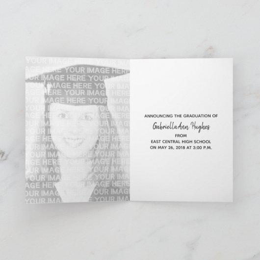 バッファロー・プレイド・バーラップの卒業写真発表 案内状 (内部)