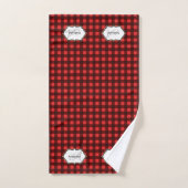 バッファロー・プレイド・モノグラム・ファミリー名DIYイニシャル  バスタオルセット (ハンドタオル)