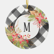 バッファロー・プレイド&ヤドリートー付きクリスマス・オーナメント