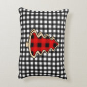 バッファロー・プレイド、赤いギンガム・クリスマスツリー アクセントクッション (裏面(縦))