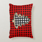 バッファロー・プレイド、赤いギンガム・クリスマスツリー アクセントクッション (正面(垂直))